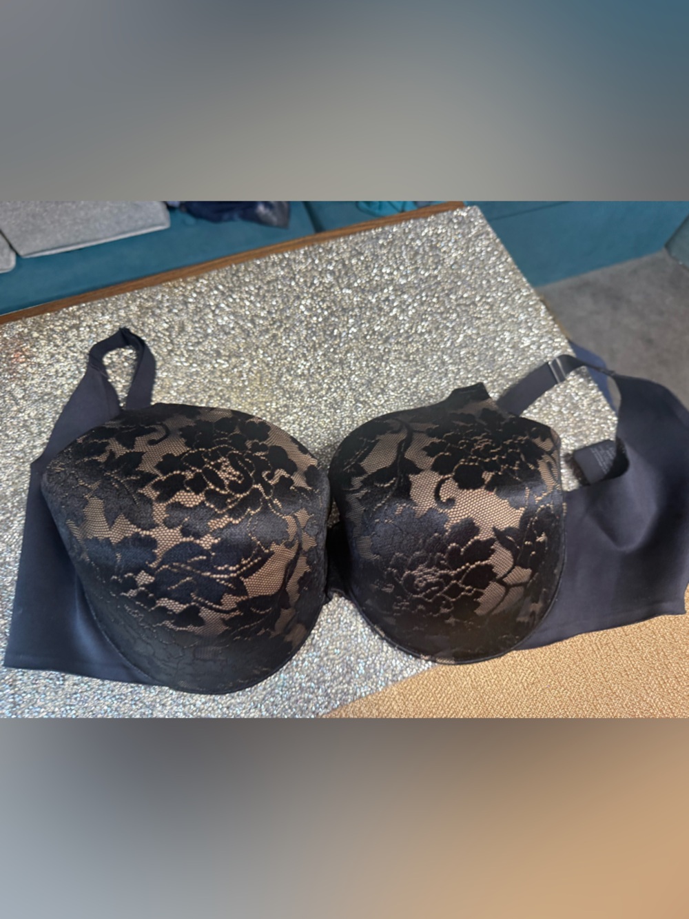 Soma Black Lace Contour Bra with Nude Lining